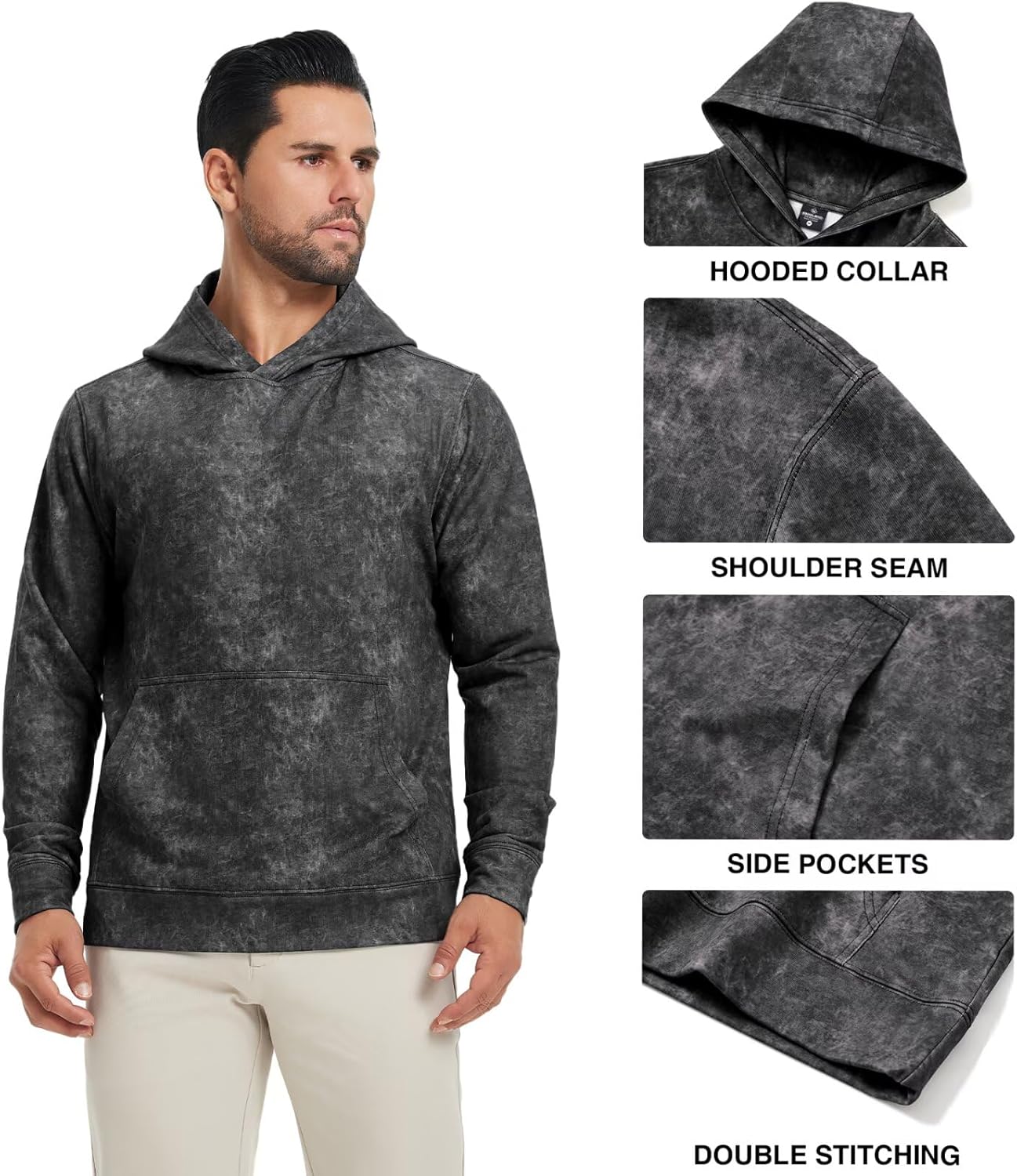 M MAELREG Hoodies for Men Golf Soft Hooded Sweatshirts Dry Fit Lightweight Casual Midlayer Print Mens Hoodies Pullover - Image 4