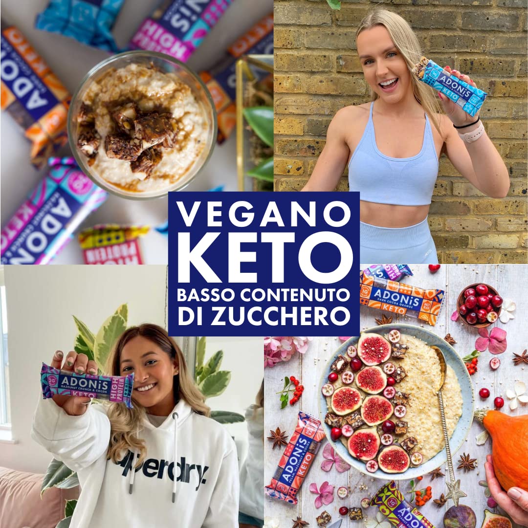 Confezione Mista di Barrette Keto Adonis alla Frutta Secca ad Alto Contenuto Proteico (20 pezzi) |Vegano & Keto Friendly | 100% Naturale | Senza Glutine, Zuccheri e Olio di Palma