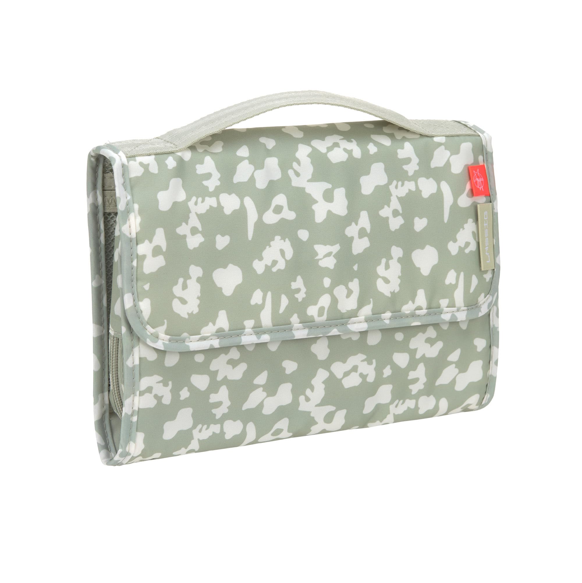 LÄSSIG Baby Windeltasche mit Wickelunterlage inkl. Fach für Feuchttücher für unterwegs/Changing Pouch XL Leo light khaki