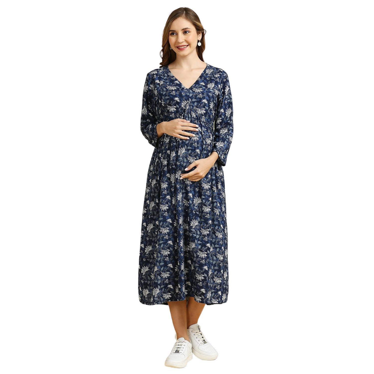 momtobe Women's Fit and Flare Calf Length Dress-picture-23