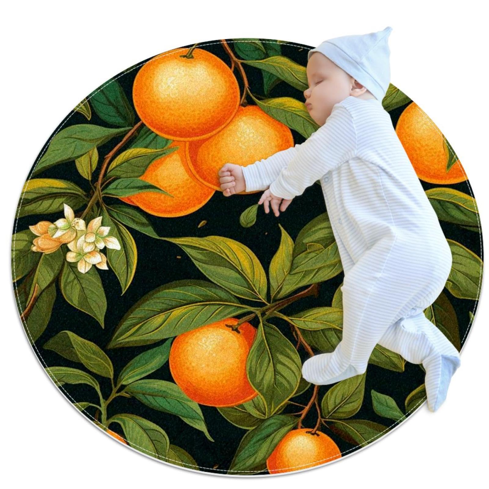 Tapis de salle de bain orange antidérapant et absorbant en forme de fruit pour enfant