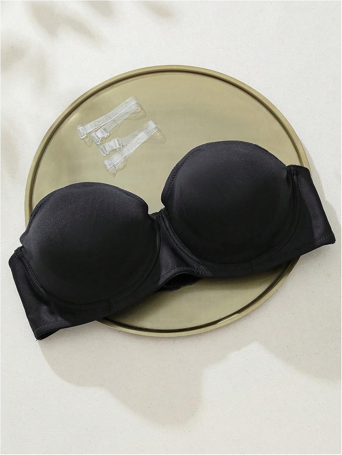 OYOANGLE Women's Plus Size Strapless Underwire Bra Comfort No Padding Tube Top Bras with Clear Strap - Image 5