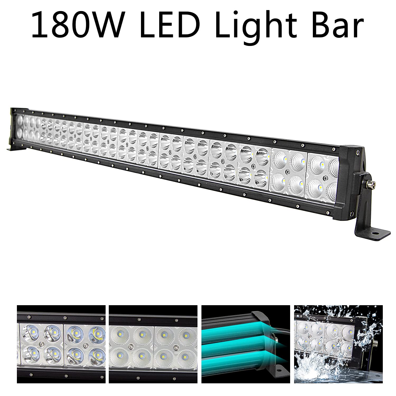 PICAA Listwa świetlna LED, 32 cale 79 cm 180 W Spot/Flood Combo, 2 rzędy