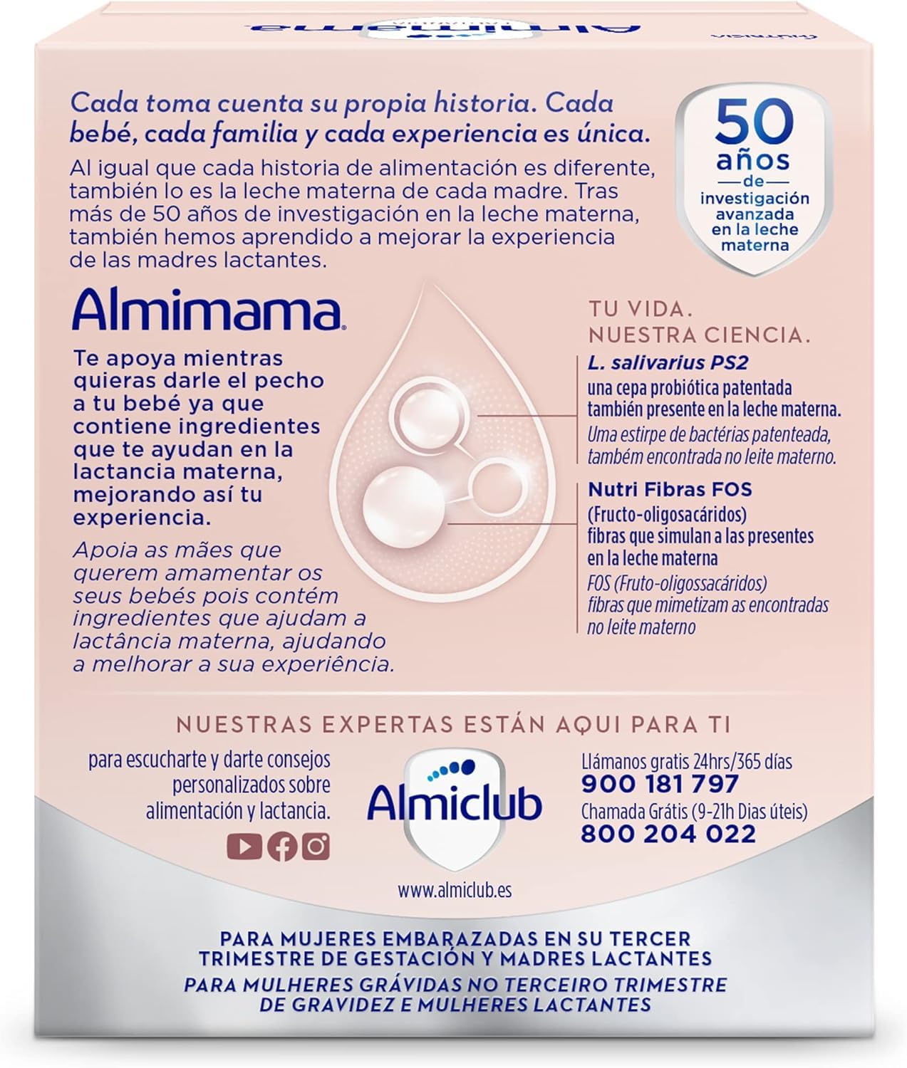 Almimama – complemento alimenticio que favorece la lactancia materna – probiótico para lactancia – 30 sobres x 2 g. Total 60 g