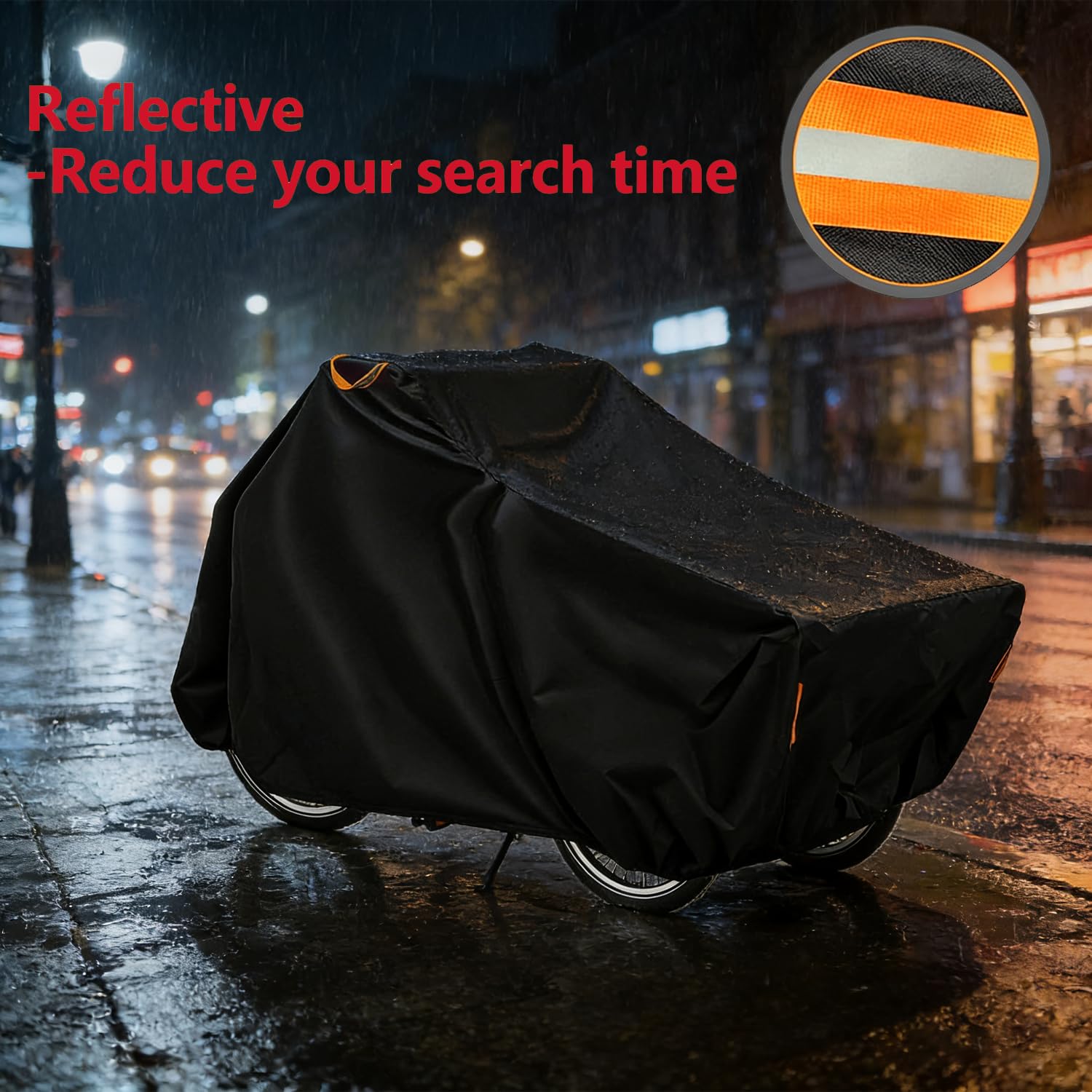 Funda para Bicicleta de Exterior 420D Oxford Impermeable, Cubierta para Triciclo y Bicicleta de Carga (220x100x110 cm) con Protección UV, a Prueba de Viento y Polvo