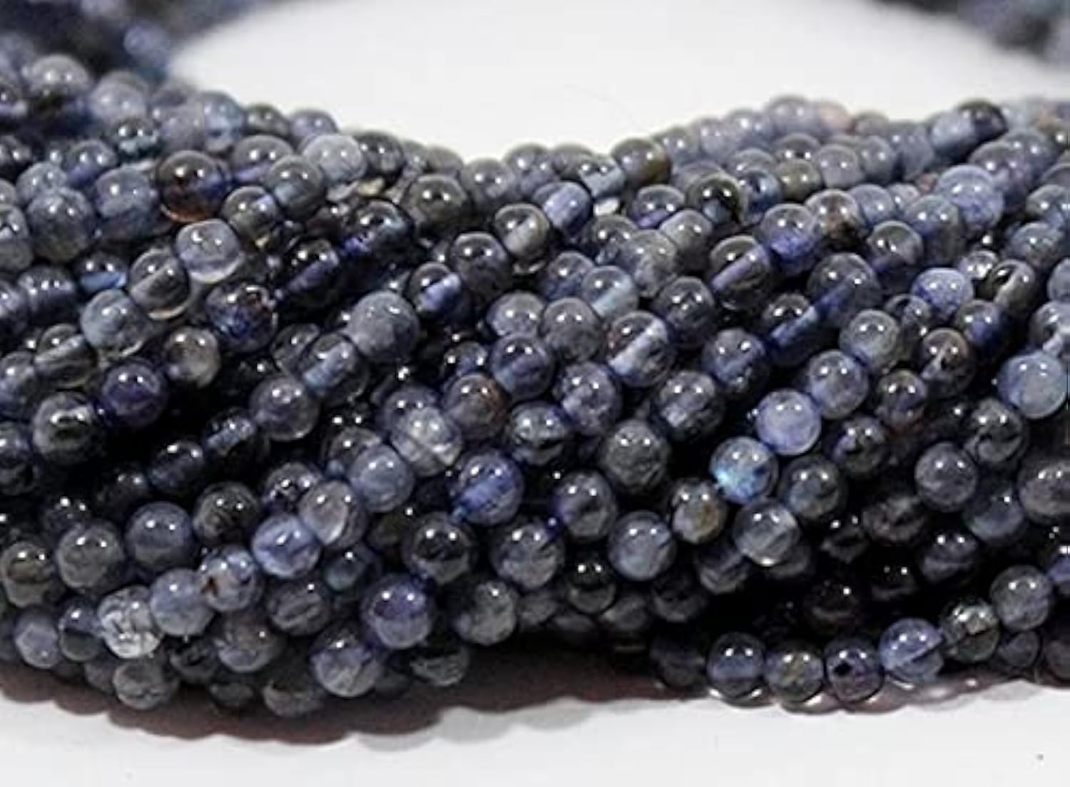 Iolite perles rondes 3-4mm sur fil de 13 pouces pour vos ateliers de loisirs créatifs de l'été