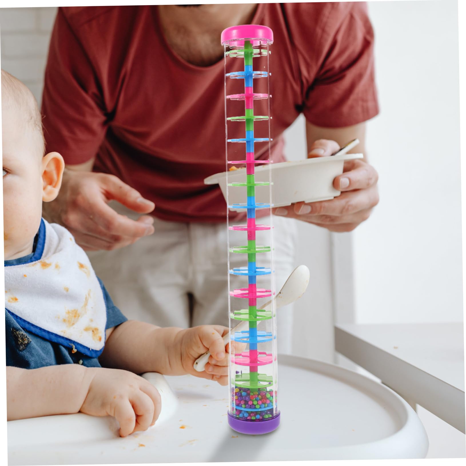 2 Pezzi Rain Stick Shaker in Plastica Strumento Musicale Sensoriale Spirale per Ragazzo Ragazza e Giocattolo Educativo per Esplorazione Acustica e Attività di Gruppo