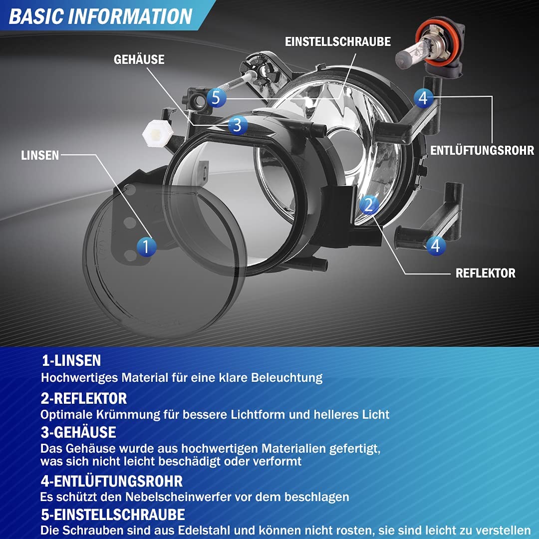 Mistlampen compatibel met BMW 5-serie (E60 / E61) 03-07 X3 (E83