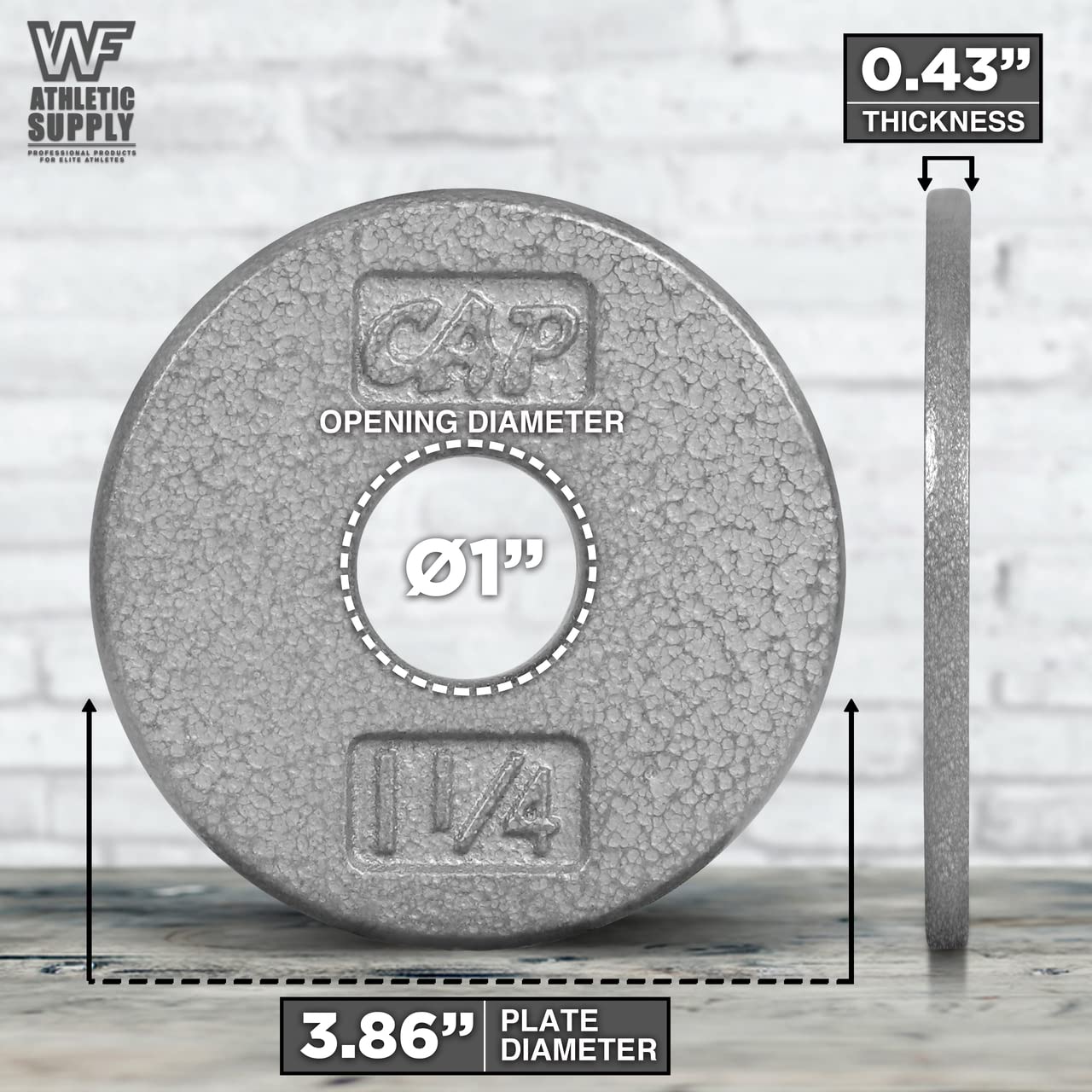 CAPHAUS Grey Standard Solid Cast Iron Weight Plates 1-inch Center Hole for Standard Barbell & Dumbbell Handles Size available in 1.25/2.5/5/7.5/10/12.5/25 & 50 LB Multiple Options