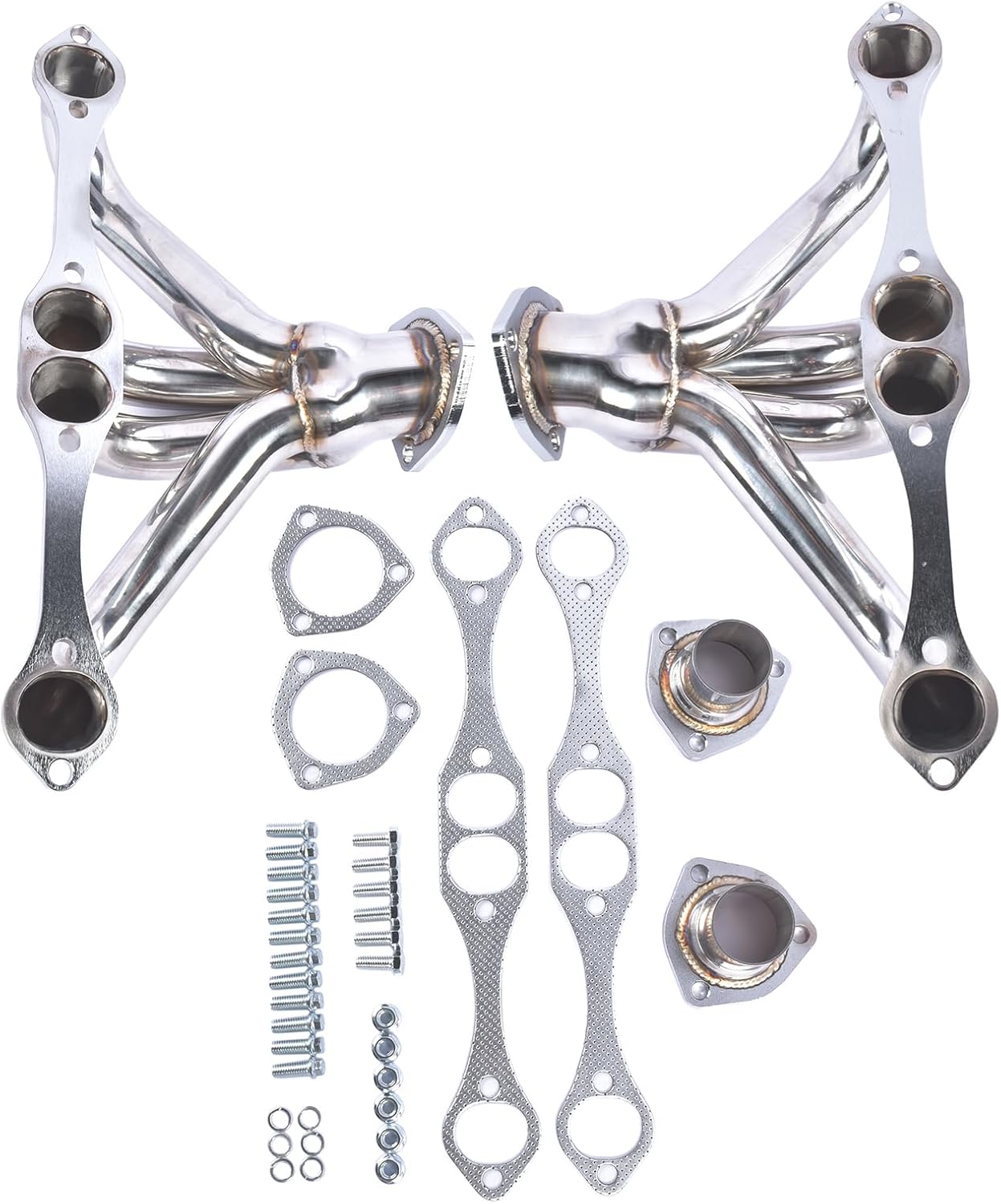 Stainless Hugger Manifold Replacement for Chevy Small Block SB V8 262 265 283 305 327 350 400