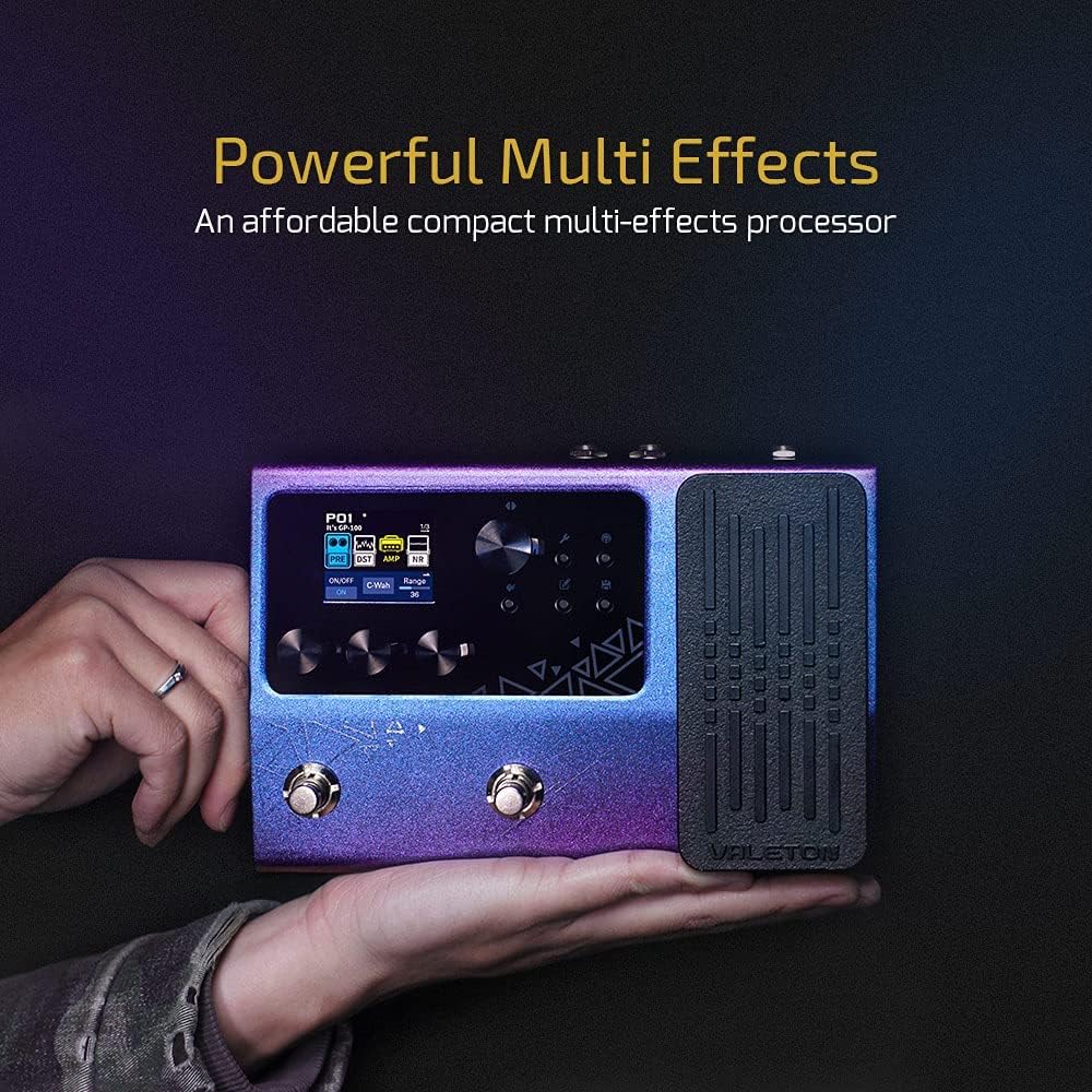 Valeton Multi-Effects with Expression Pedal Guitar Bass Amp Modeling IR Cabinets Simulation Multi Language Stereo OTG USB Audio Interface GP-100 Violet