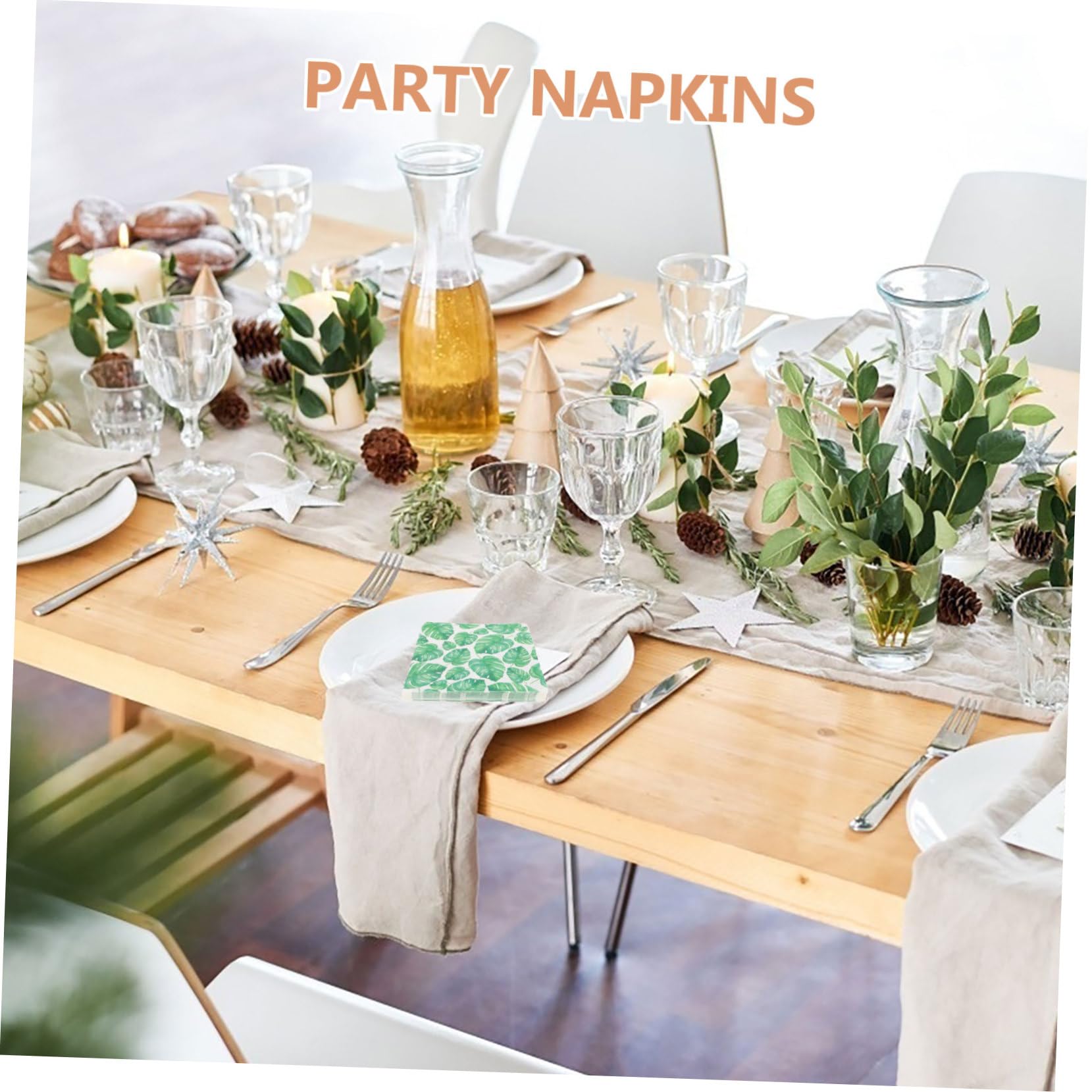 Beaupretty 3piezas Servilletas De Fiesta Estampado De Verdes Paquete De Servilletas Por Bolsa Decoración Para Bodas Cumpleaños y Reuniones Familiares