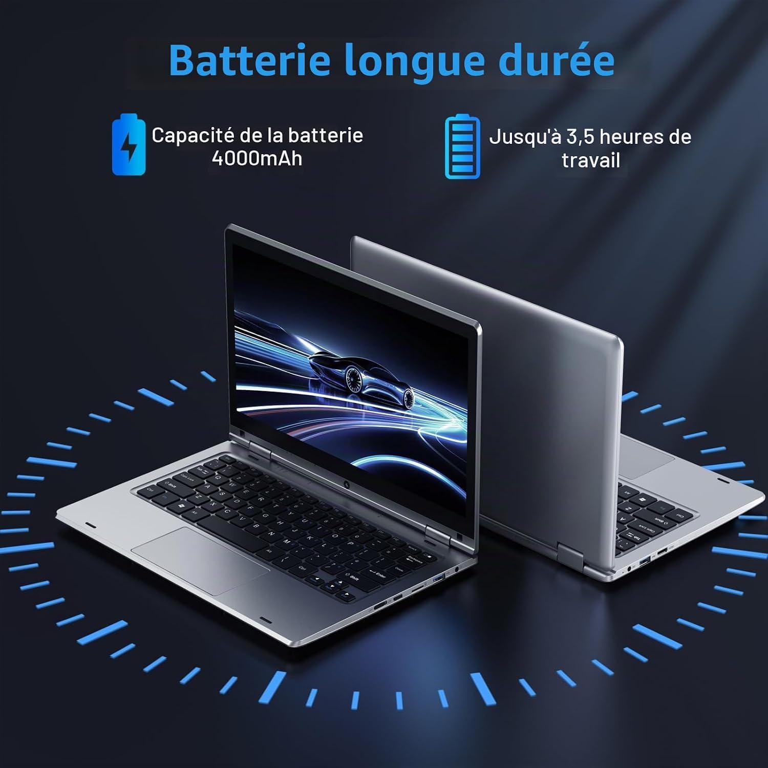 Computer portatile touch pieghevole a 360° - 11.6 pollici, PC portatile 6 GB RAM 128 GB SSD Celeron N4020, schermo IPS 1366 x 768, laptop per studi lavoro tempo libero, computer con pellicola per