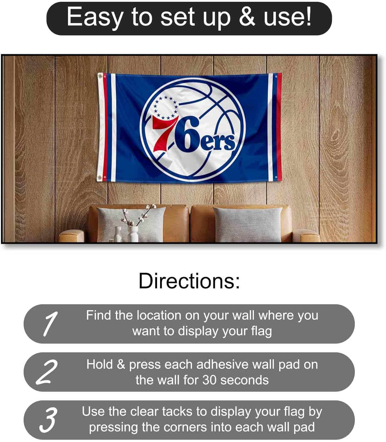 Philadelphia 76ers Banner and Tapestry Wall Tack Pads - Image 4