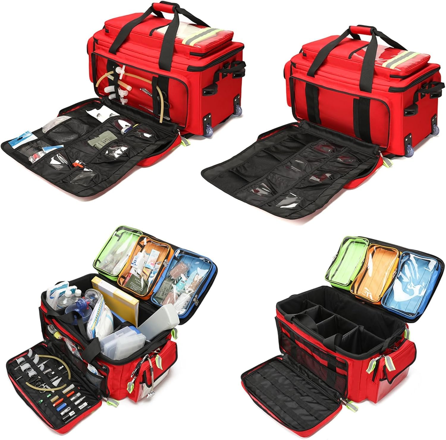 Bolsa Médica con Ruedas, Bolsa Vacía para Suministros De Respuesta A Emergencias, Tela Oxford 1800d, con Divisores Desmontables, Correa De Hombro Ajustable, para Enfermeras De Atención