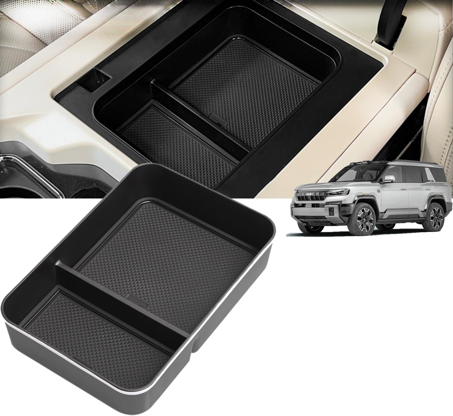 Compatible with BYD Leopard 8 2024 2025 Accessories Plastic Center Console Storage Car Accessories, Car Center Armrest Storage Box, Black