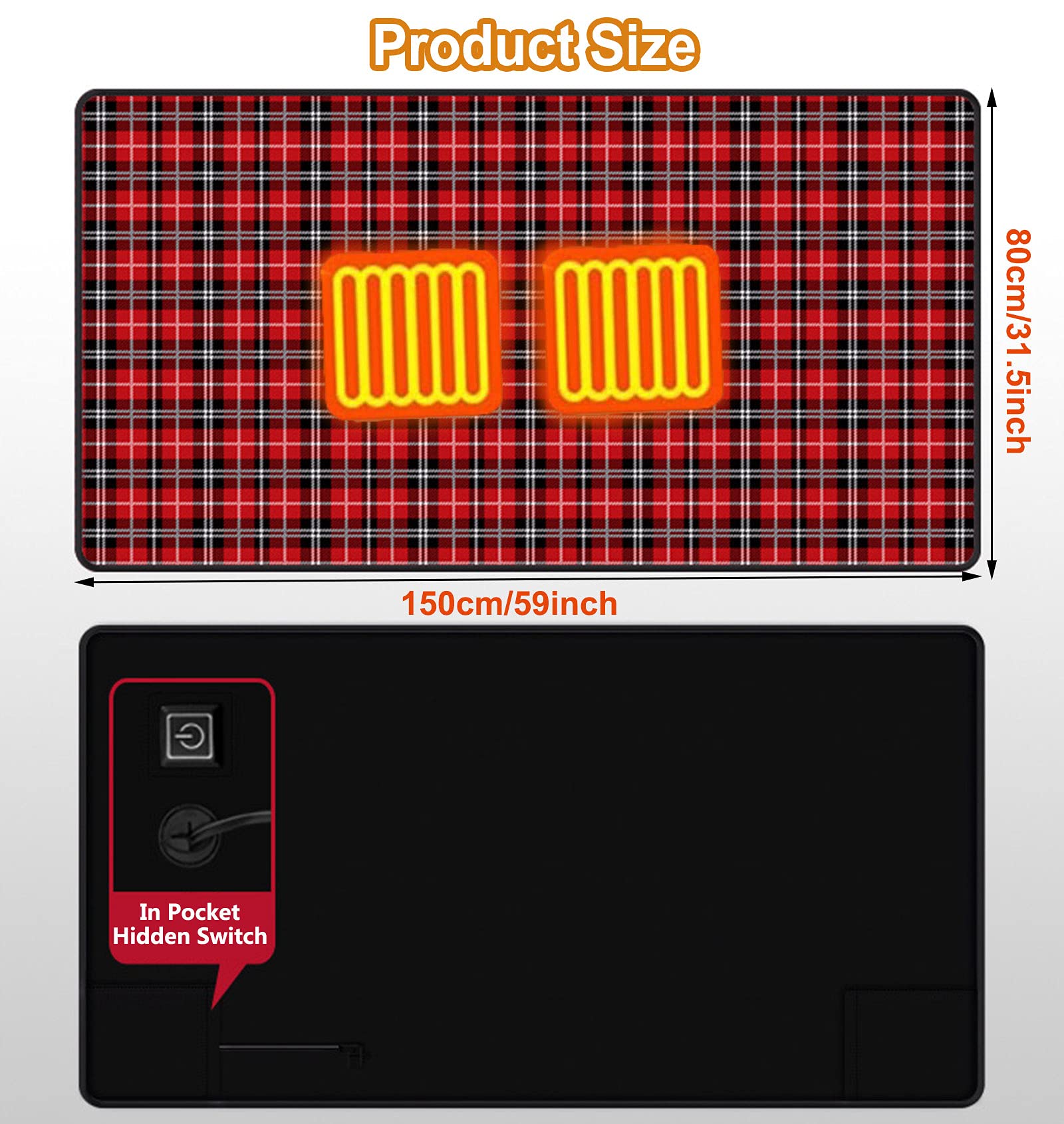 Koc elektryczny, koc grzewczy USB, przenośny szybki elektryczny szal podgrzewany 5 V, z 3 poziomami ogrzewania do domu, biura, samochodu, kempingu