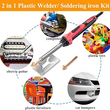 100W Plastic Welding Kit Soldering Iron, Professional Plastic Welder Fast Heating Plastic Soldering Iron Kit with ON/OFF Switch and Indicator Surface Repair Tool for DIY Car Bumper Dashboard Repair