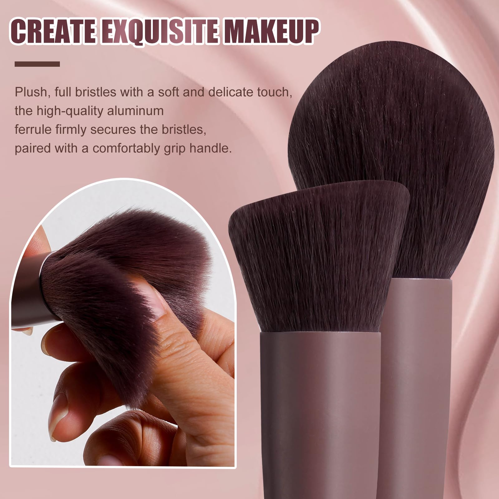 BS-MALL Makeup Brush Set 18 Pcs Premium Synthetic Foundation Powder Concealers Eye shadows Blush Makeup Brushes with black case (): D-Brown