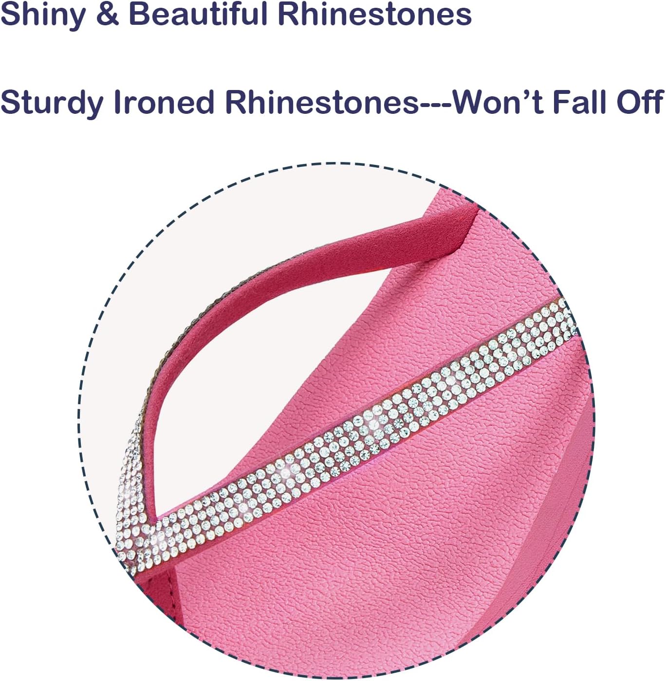 Ampeo Women's Wedge Sandals Rhinestone Thong Platform Flip Flops - Image 2