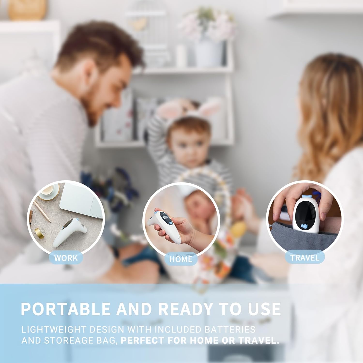 @AL21 3-in-1 Baby Thermometer, Ear Thermometer for Adults, Kids, and Baby - Digital Forehead, Ear & Object Fever Thermometer with 32 Memory Recalls, 1s Instant Accuracy, High Temp Beep Alert