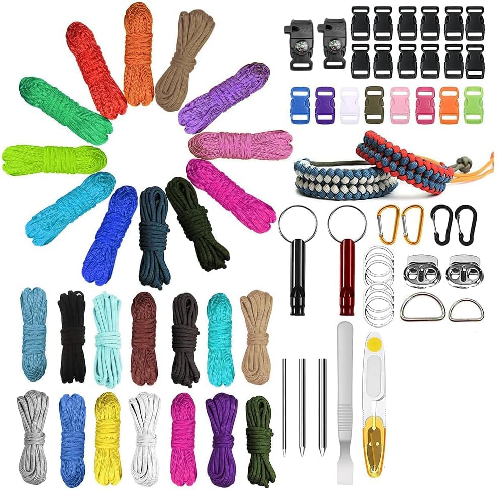 LUPATDY 26 Stück Farbe Paracord Armband, 3m Paracord 550 Multifarben...