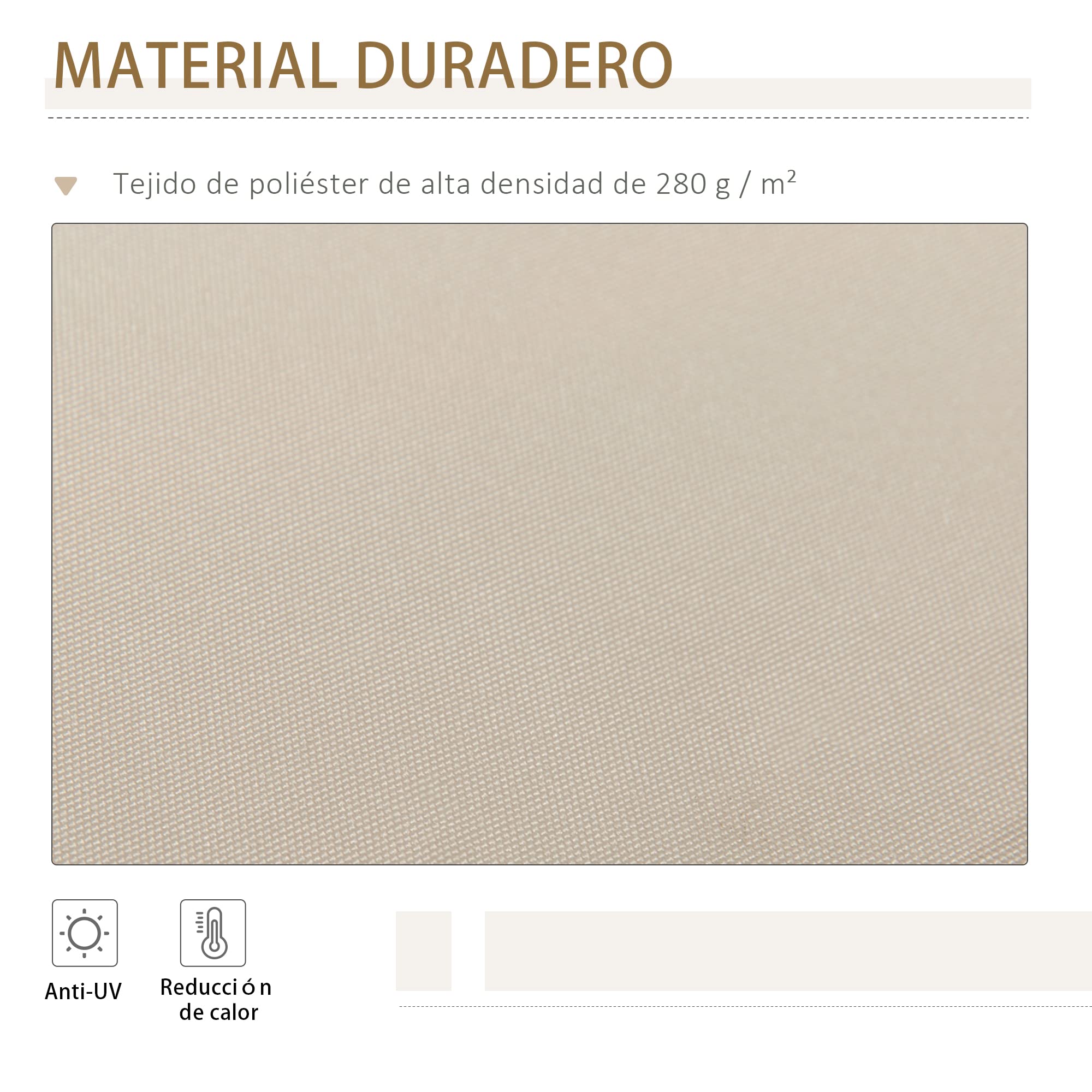Outsunny Tenda da Sole 4x2.5 m con Braccio Avvolgibile, Tenda Parasole Esterno Alluminio Poliestere 280g/㎡, Protezione UV, Beige