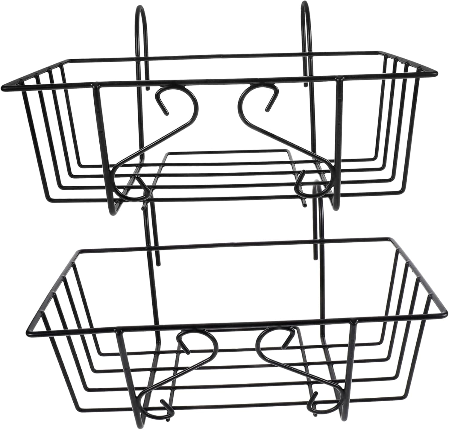 2pcs Deck Railing Plant Pot Holders Metal Hanging Racks for Indoor Plants Black