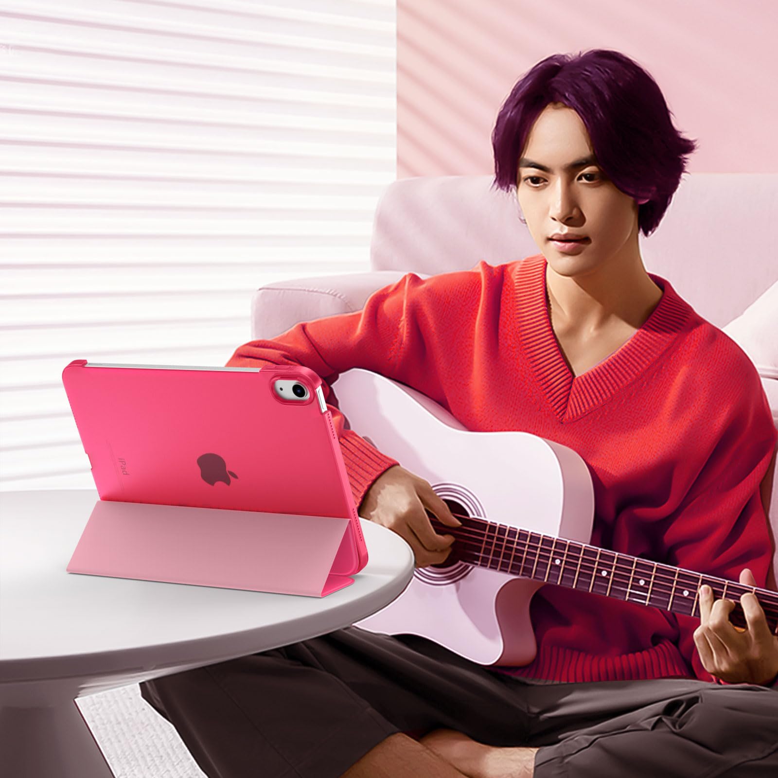 TiMOVO Cover Custodia Compatibile con iPad (A16) 11 Generazione 11 Pollici 2025/iPad 10 Generazione 10,9" 2022, Retro in PC Rigido Semi-Trasparente, Auto Sveglia/Sonno, Rosa Brillante