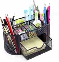 Organizzatore Scrivania In Metallo Housolution - 8 Scomparti, Porta Penne, Trucchi, Accessori, Nero - Foto 12