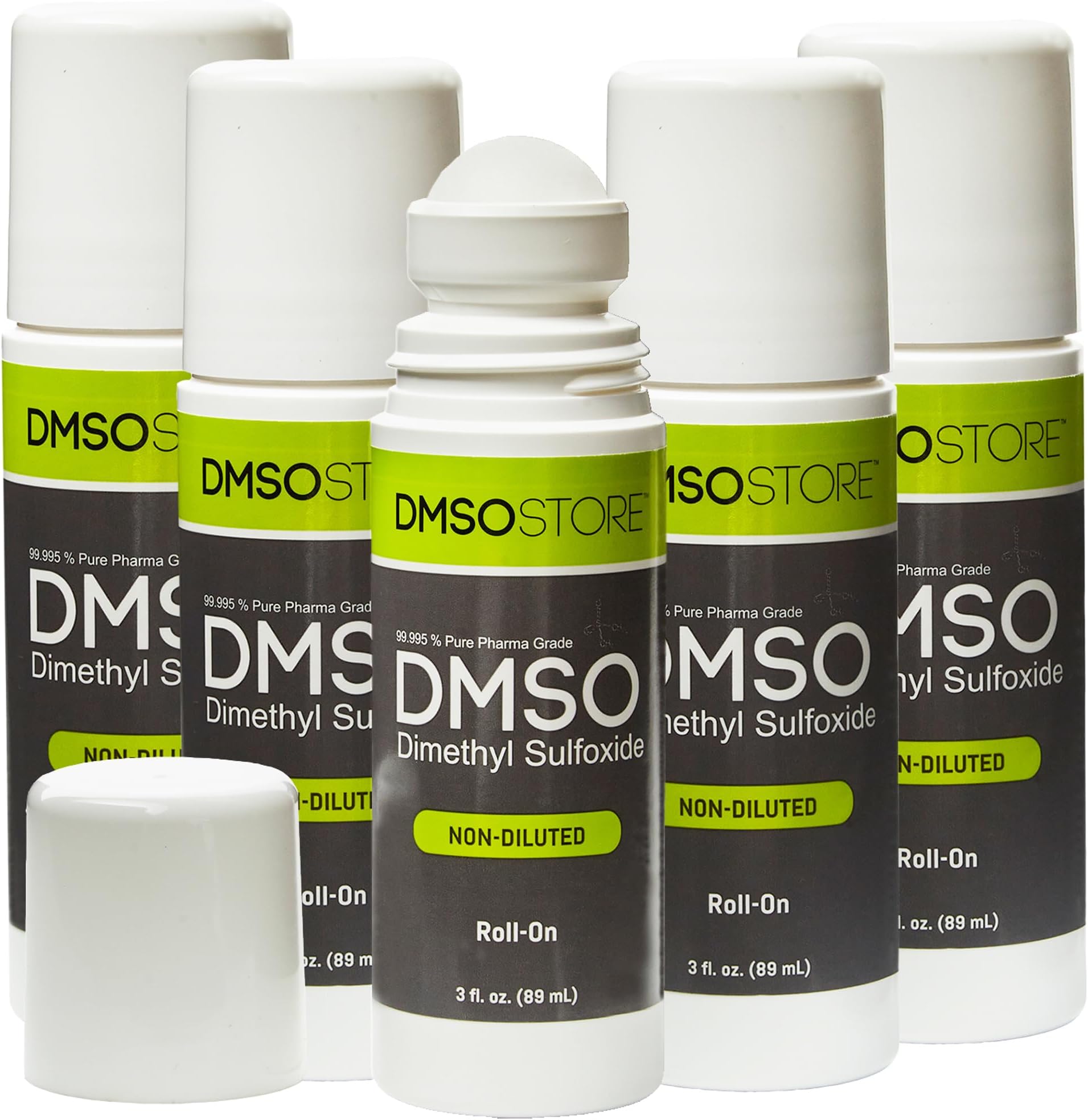 DMSO 3oz Roll On 5 Pack Special 99.995% Low-Odor Pharma Grade Liquid BPA Free Containers