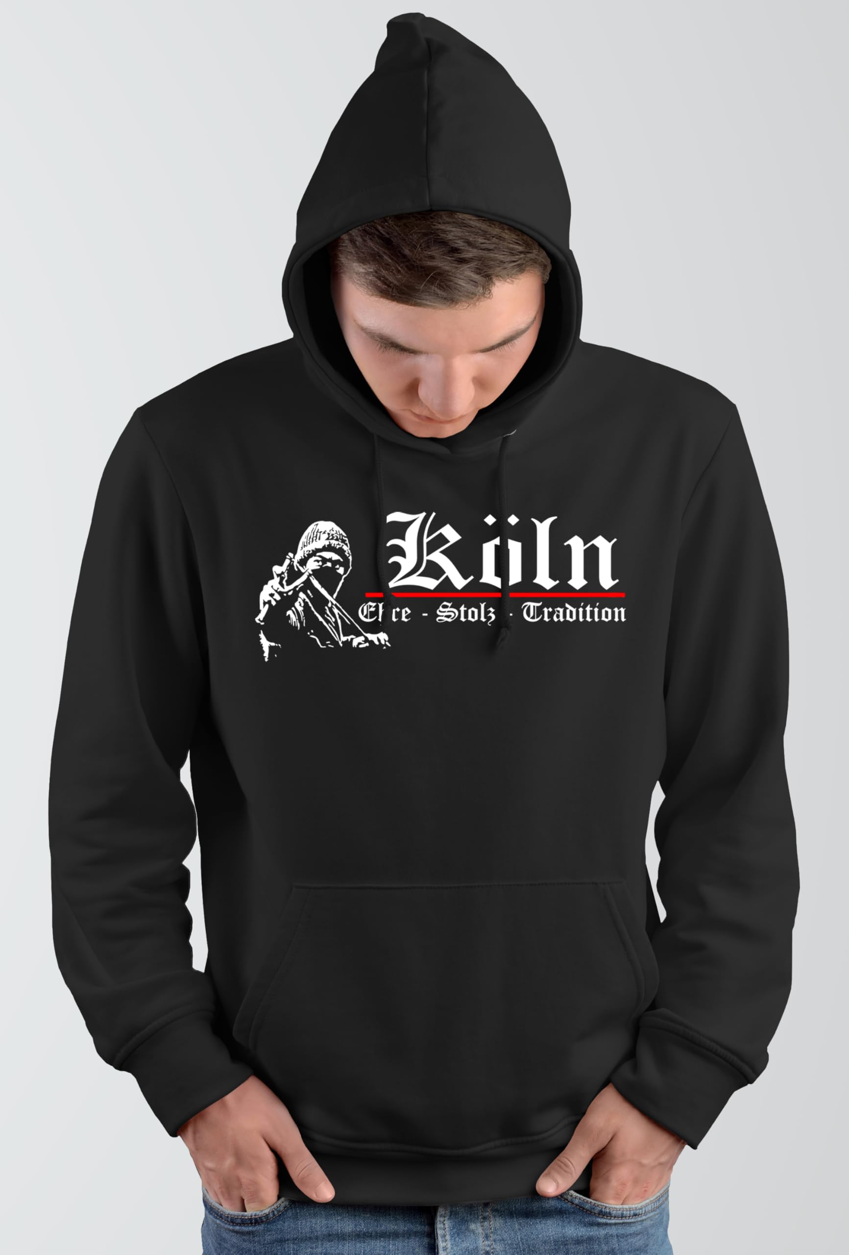 UGLYSHIRT Köln Ehre und Stolz Herren Kapuzenpullover | Cologne Hoodie Sport Fussball Fanartikel Ultra Skyline Südkurve Pullover | M1