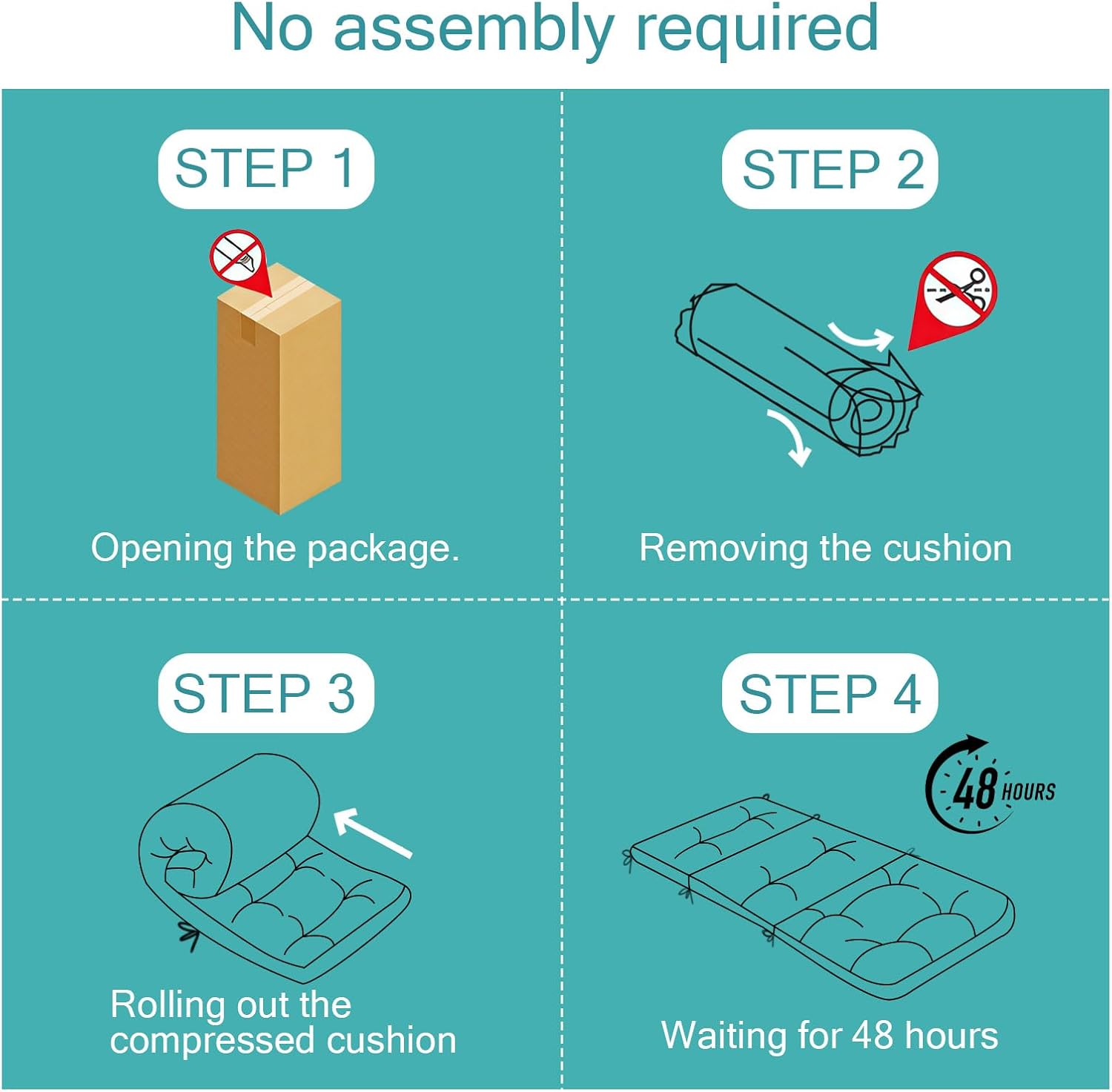 Outdoor High Back Chair Cushions, Outdoor Dining Seat Cushions Patio Furniture Tufted with Ties, Replacement Rocking Pads, 44 x 22 Inches, Peacock Blue