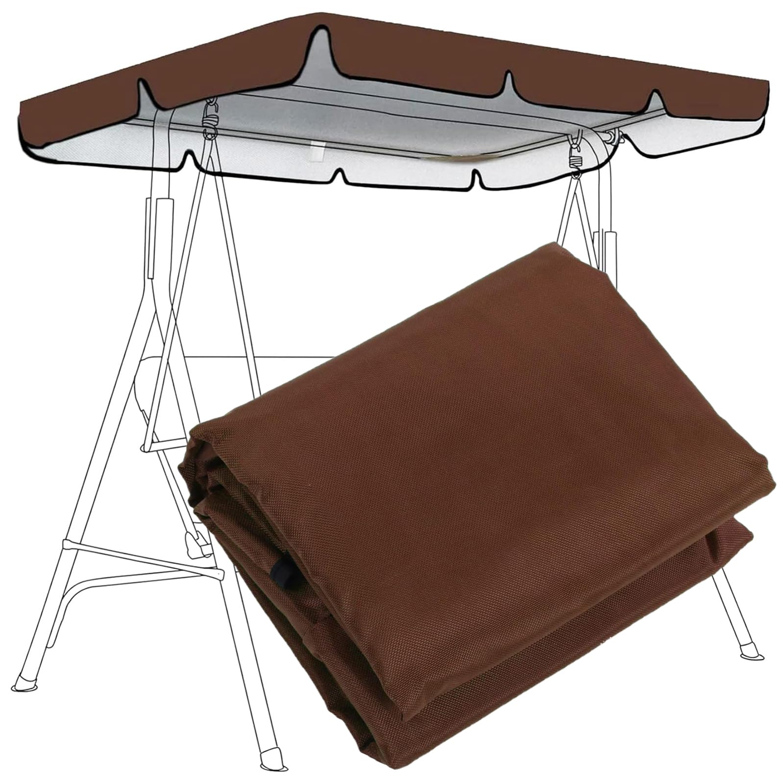 Copertura di ricambio impermeabile per dondolo da esterno, in tessuto di bue rivestito in argento 210D, copertura per dondolo da giardino per sedia a dondolo a 2 o 3 posti (dimensioni: 248,9 x 185,4 x