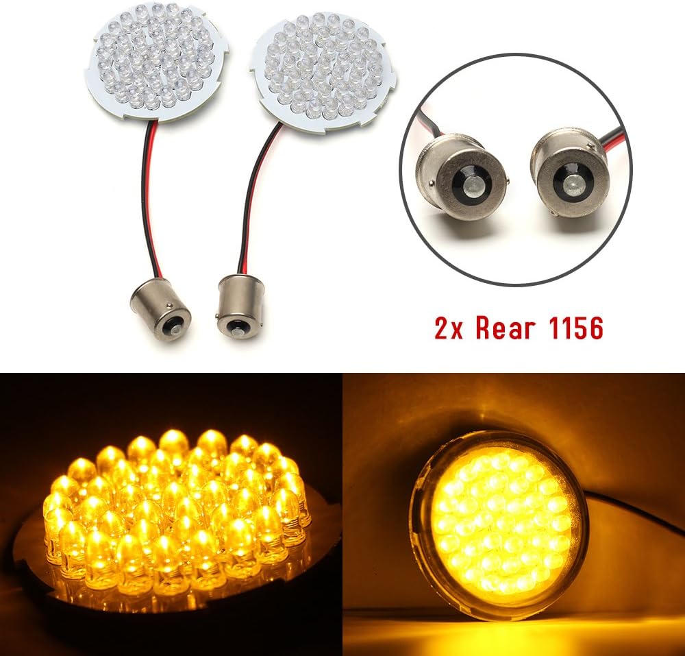 2PCS 2" 1156 Rear LED Turn Signal Light for Harley Davidson Motorcycle Amber