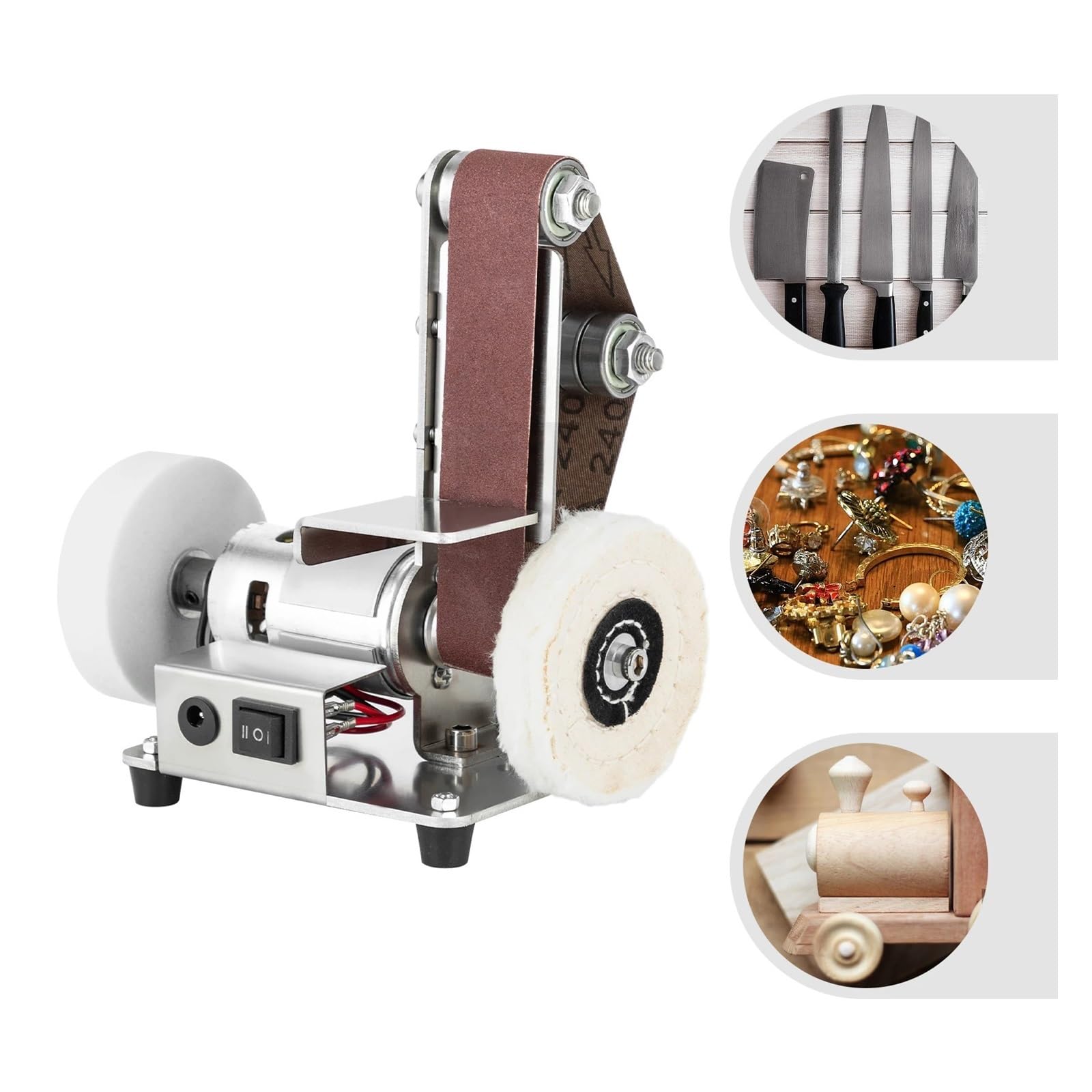 Mini Levigatrice A Nastro, Smerigliatrice Da Banco Elettrica, Tavolo, Lucidatrice 4000-9000/min Motore Potente, Basso Rumore