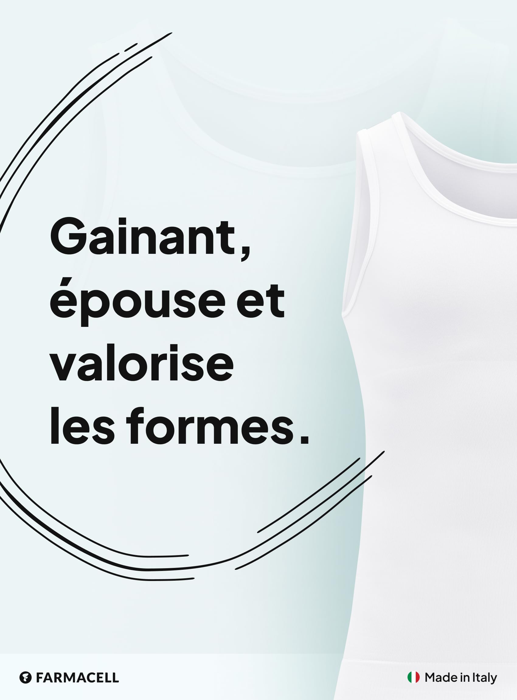Farmacell Débardeur Homme Gainant Ventre Plat en Coton, Maintien Abdominal, Made in Italy, 417