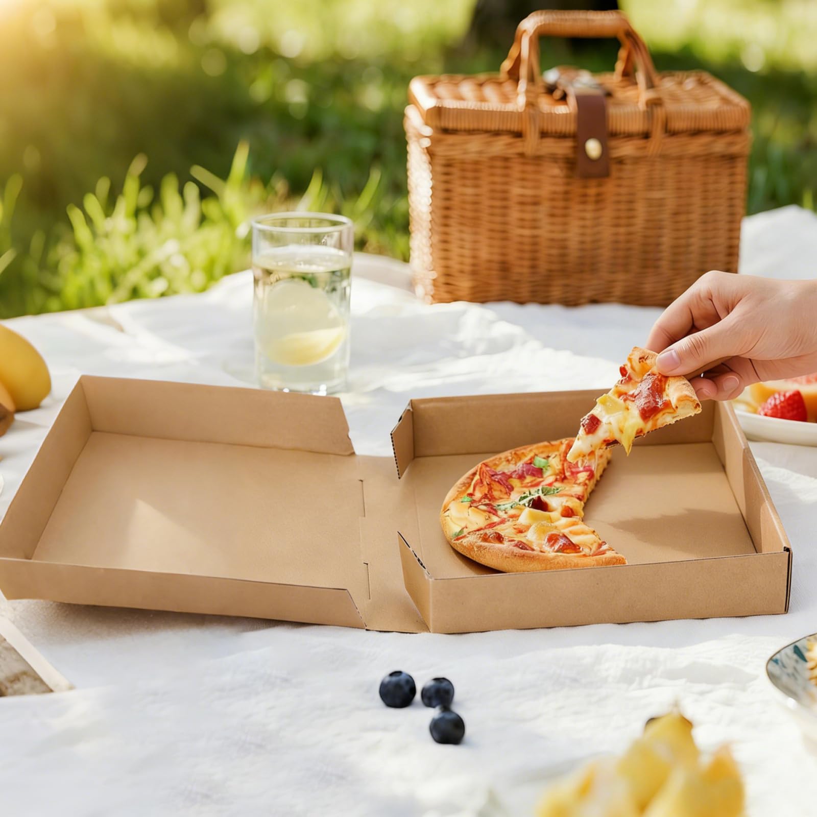 ULTECHNOVO 10 Scatole per Pizza in Carta Kraft per Pizze da 8 a 9 Pollici, Colore Marrone Neutro | Scatole per Alimenti da Asporto in Carta Spessa, Facili da Piegare, Ideali per Pizzerie, Panetterie, Feste, Bar E per Uso Dom