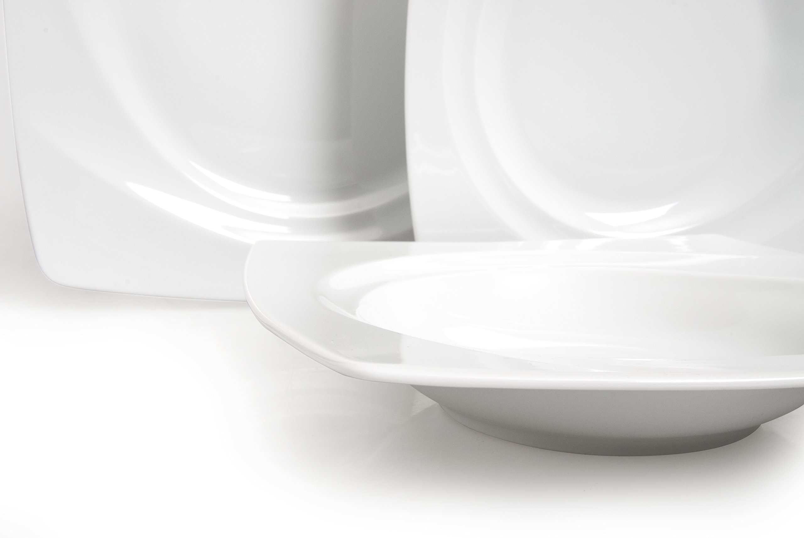 Brunch Time Geschirr-Set 'Eclipse' – 18-teilig Für 6 Personen, Schwarz-weiß, Quadratisch & Spülmaschinenfest
