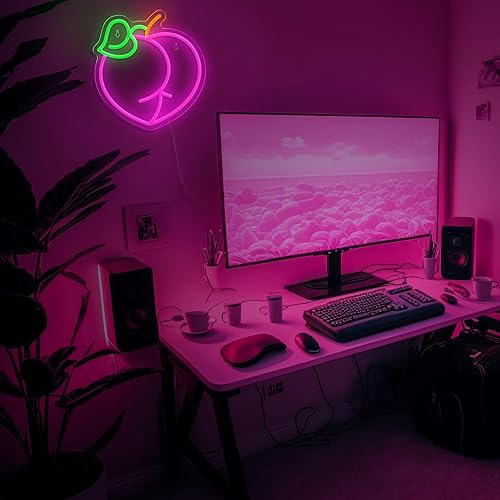 Miniatura 6 de Letreros de neón de melocotón rosa, luces LED para decoración de pared, dormitorio alimentado por USB, habitación de los niños, sala de juegos,