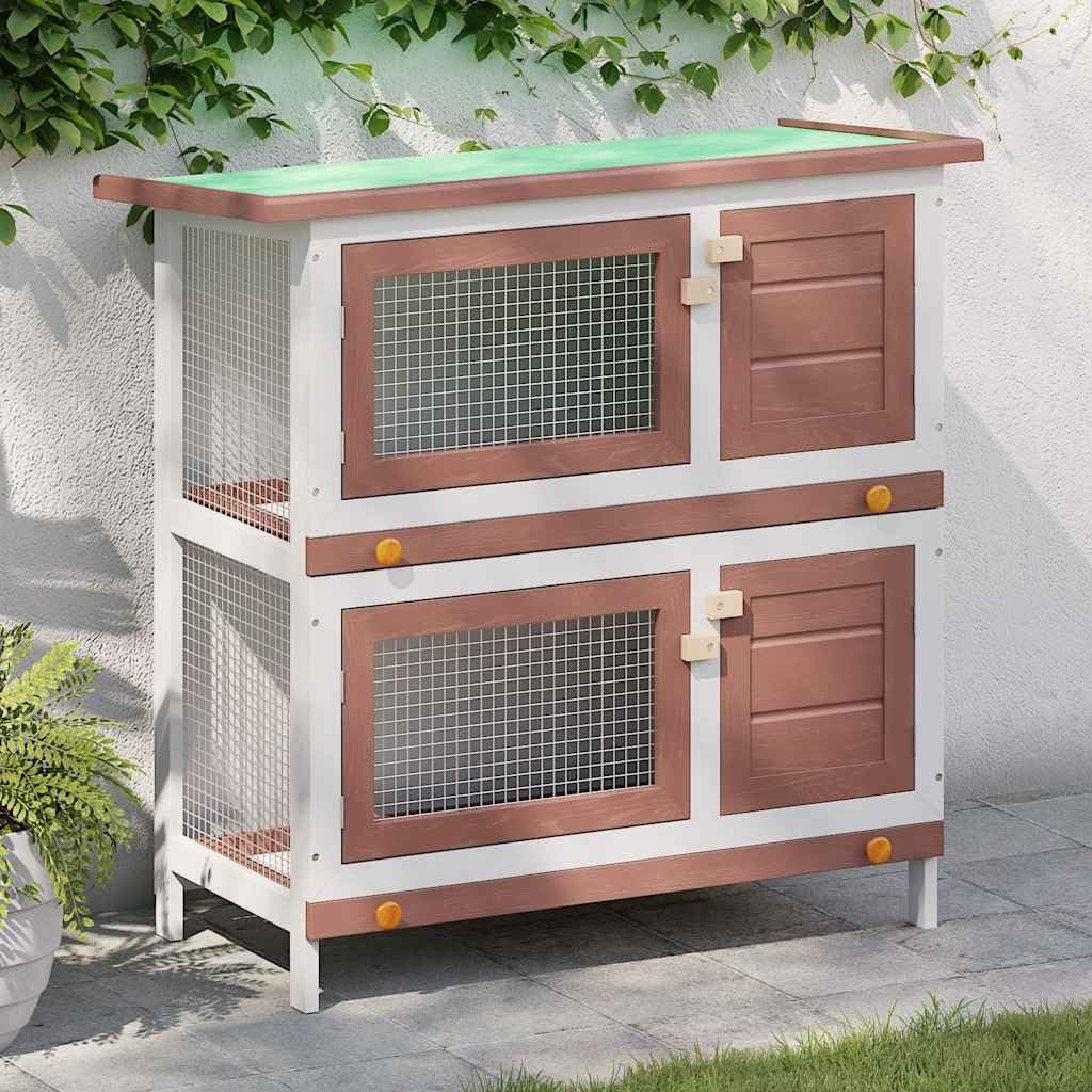 Kaninchenstall 4 Türen Braun Holz Kaninchenstall Hasenhaus Kleintierkäfig