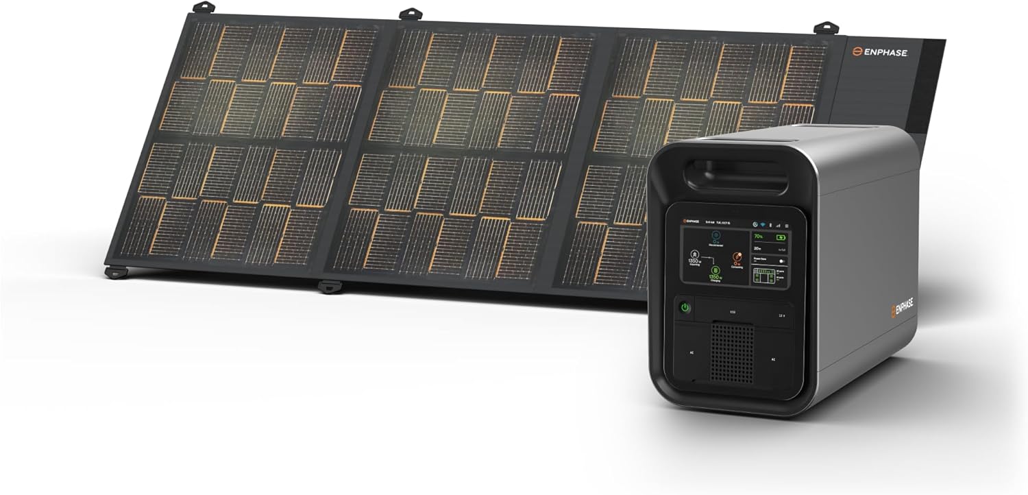 Enphase IQ PowerPack 1500 with 200 W IQ Transportable Panel, 1500 W LFP Battery, 75-Min Quick AC Recharge, UL-Licensed Photo voltaic Generator for House Backup, Tenting, Energy Outage Necessities