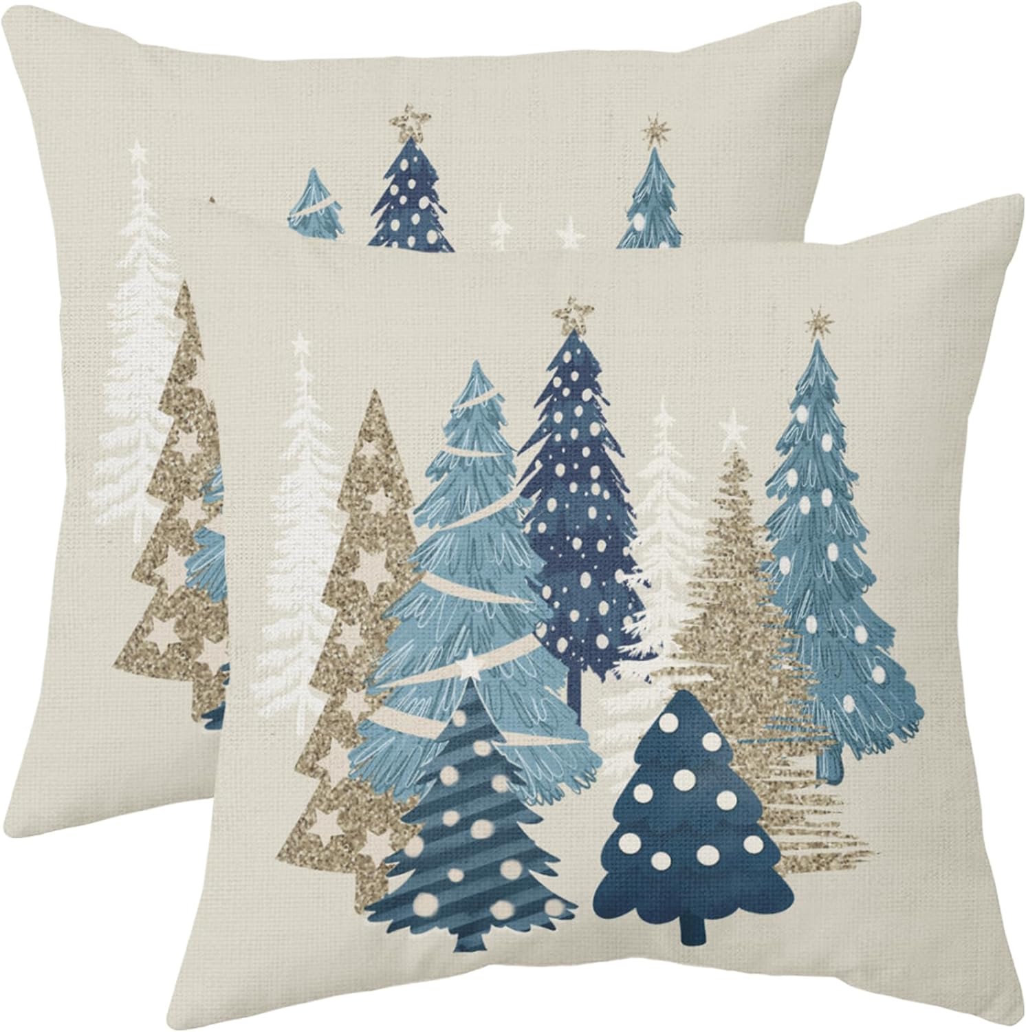 Red Christmas Pillow Covers 24x24 Set of 2 Green Gold White Xmas Tree Print Decorative Throw Pillows Outdoor Farmhouse Holiday Decoration Pillowcases Cushion Case Decor for Home Sofa Couch Bed
