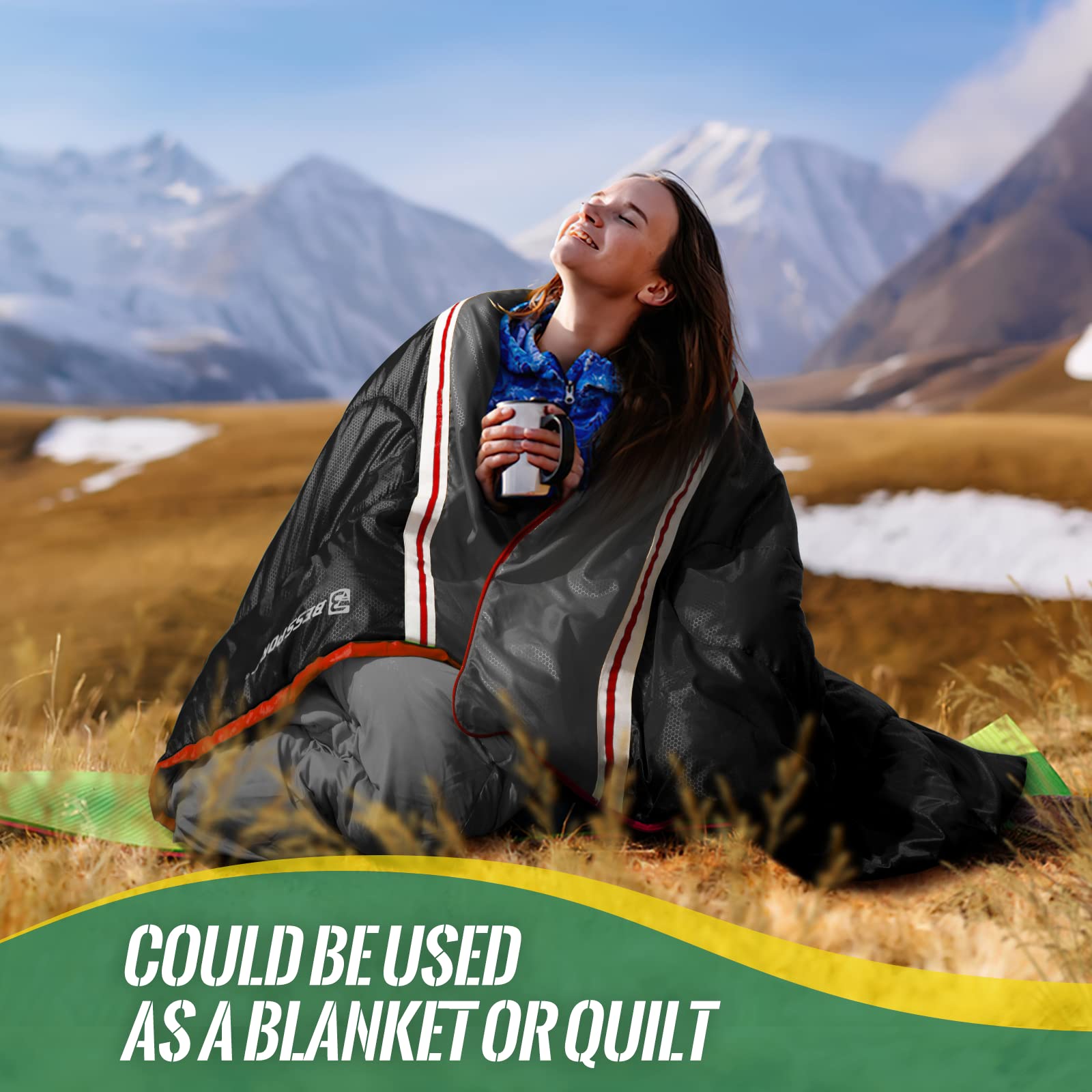 Bessport Sacos de Dormir Superligero Impermeable Sacos de Dormir con Bolsa de Compresión Adecuado para Acampar Hacer Senderismo y Otras Actividades al Aire Libre