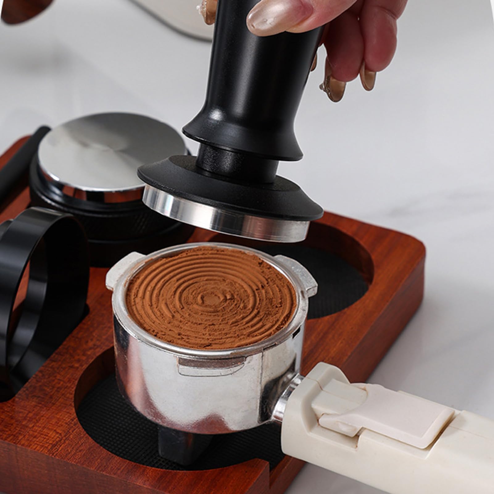 Herramienta pisadora de café - 7 Piezas de Utensilios Ergonómicos Antideslizantes | Kit de accesorios de pisador y nivelador,para uso en cocinas, estudios, bares, mostradores, tiendas, oficinas