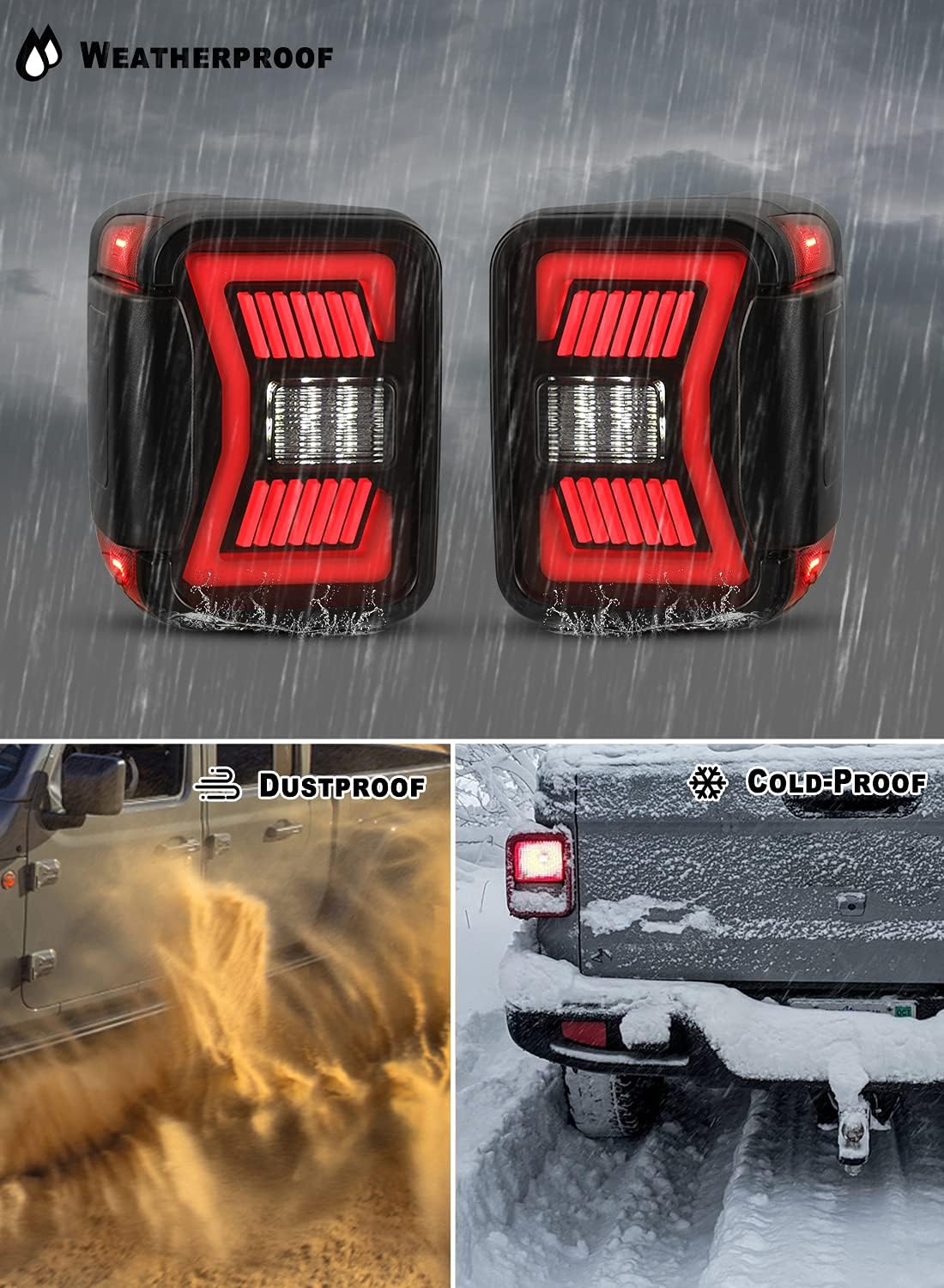 Nixon Offroad LED Sequential Tail Lights for 2019 2020 2021 2022 2023 2024 2025 JEEP Gladiator JT, Gladiator Taillights Assembly Replacement 1Pair with DRL/Brake/Reverse Lights(Smoke)
