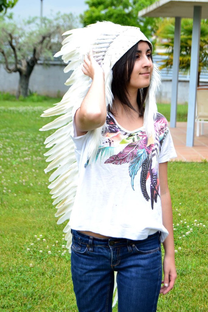 N101 Long Feather Headdress | Native American Indian Inspired (43 inch)