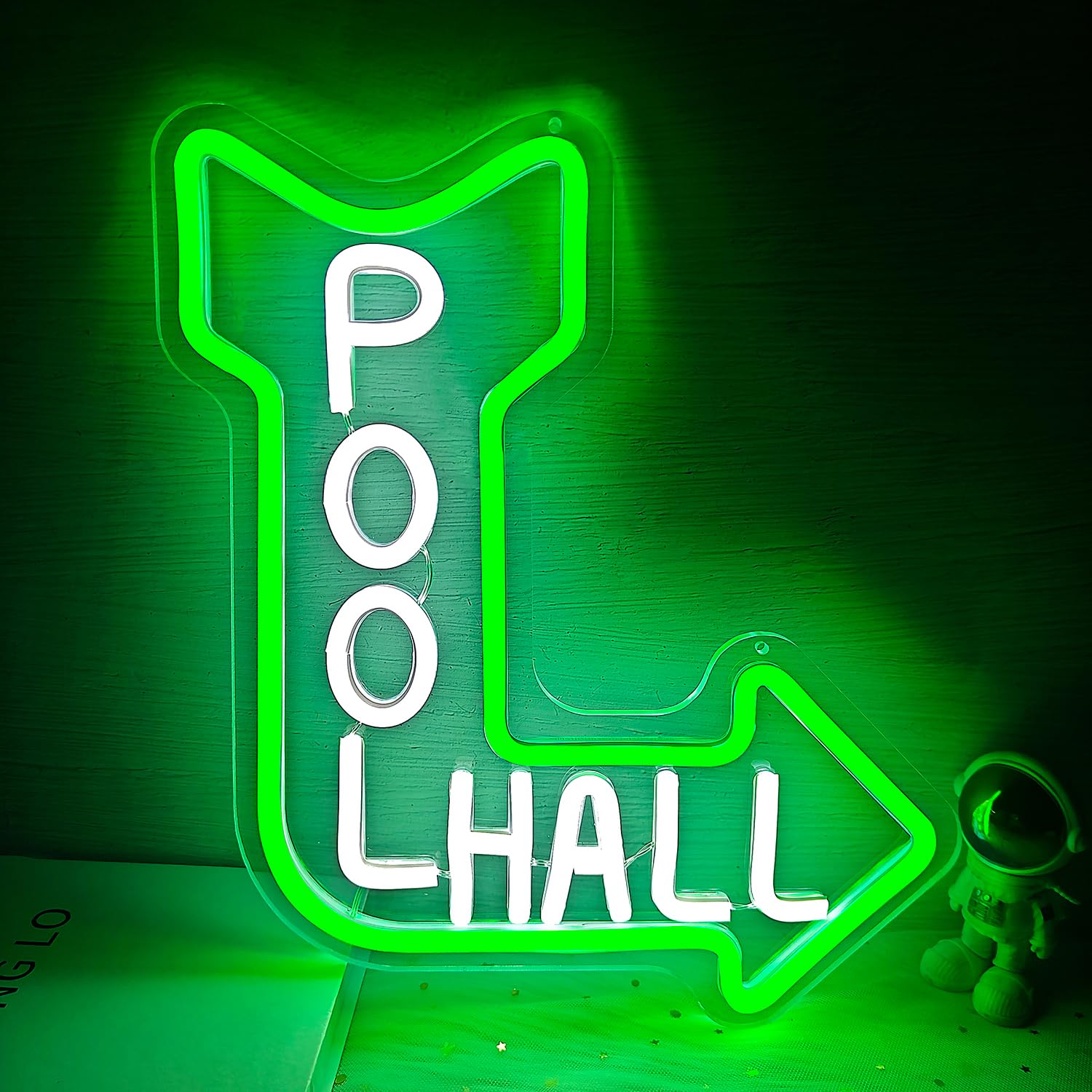 Neonowy znak do sali basenowej, ściemniany, do pokoju basenowego, LED, bilard, vintage, podświetlany znak do męskiej jaskini, pokoju gier, akcesoria do gier (22,5 cm x 29 cm)