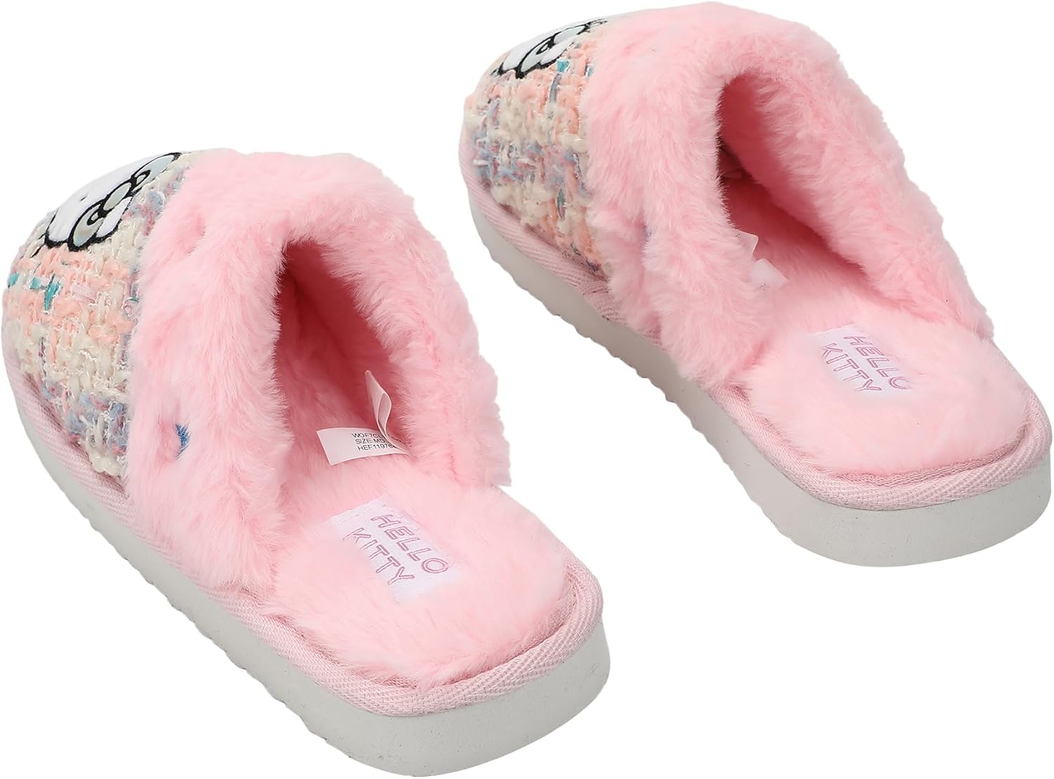 Bioworld Hello Kitty PVC Sequin Character Patch Women's Gray Tweed Mules - Image 7