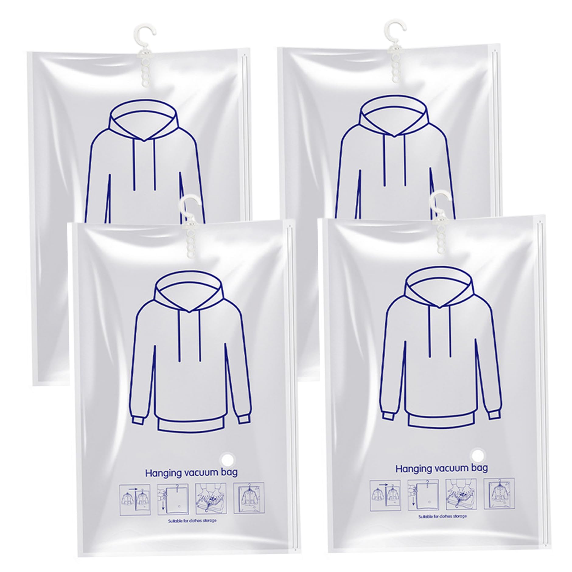 Bolsas de almacenamiento al vacío para colgar ropa organizador de armario reutilizable 4 uds